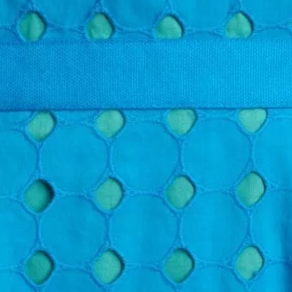 Loft Ann Taylor Elegant Aqua Blue Green Eyelet Sleeveless Dress Size 6 - Picture 4 of 9